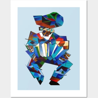 Accordion Player Isolated Geometric Abstract Style Art Posters and Art